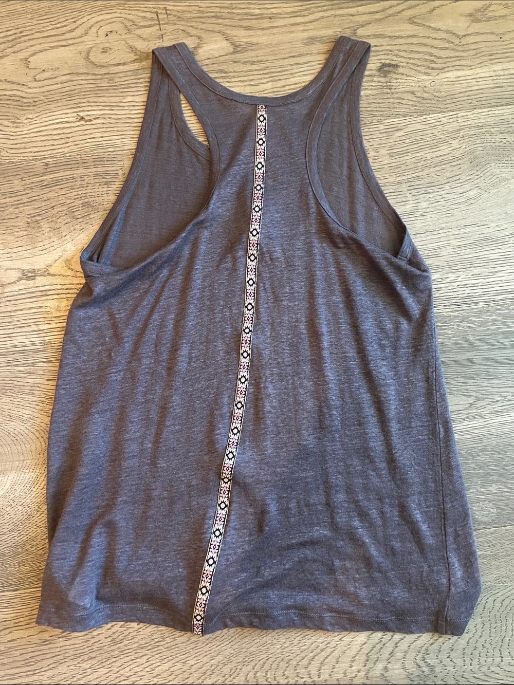 Ruff Hewn Gray Racerback Tank with Center Decorative Trim